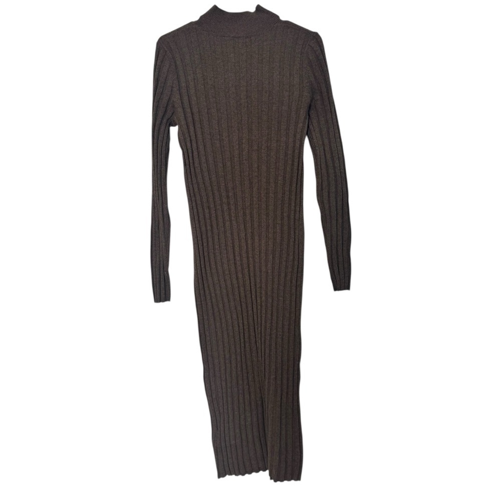 NWT GAP CashSoft Ribbed Mockneck Long Sleeve Brown Midi Medium Dress - Picture 5 of 9